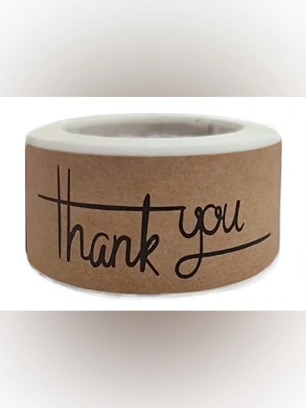 120 1x3in “Thank You” Kraft Paper Stickers Roll - 1 Roll